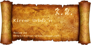 Kirrer Urbán névjegykártya
